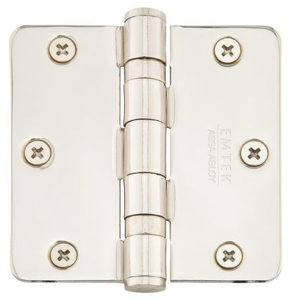 Emtek 94023US 3-1/2" x 3-1/2" Plated Steel Heavy Duty 1/4" Radius Round Corner Ball Bearing Hinges - Pair.