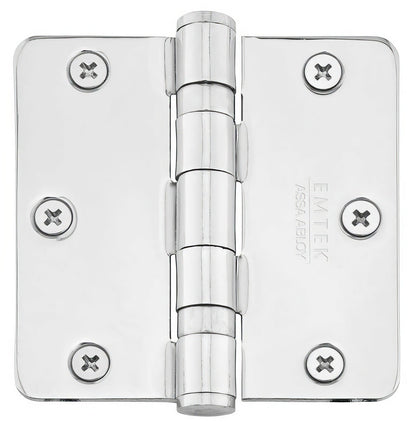 Emtek 94023US 3-1/2" x 3-1/2" Plated Steel Heavy Duty 1/4" Radius Round Corner Ball Bearing Hinges - Pair.