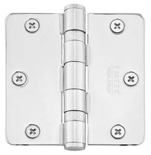 Emtek 94023US 3-1/2" x 3-1/2" Plated Steel Heavy Duty 1/4" Radius Round Corner Ball Bearing Hinges - Pair.