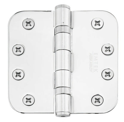 Emtek 4" x 4" Plated Steel Heavy Duty 5/8" Radius Round Corner Ball Bearing Hinges - Pair