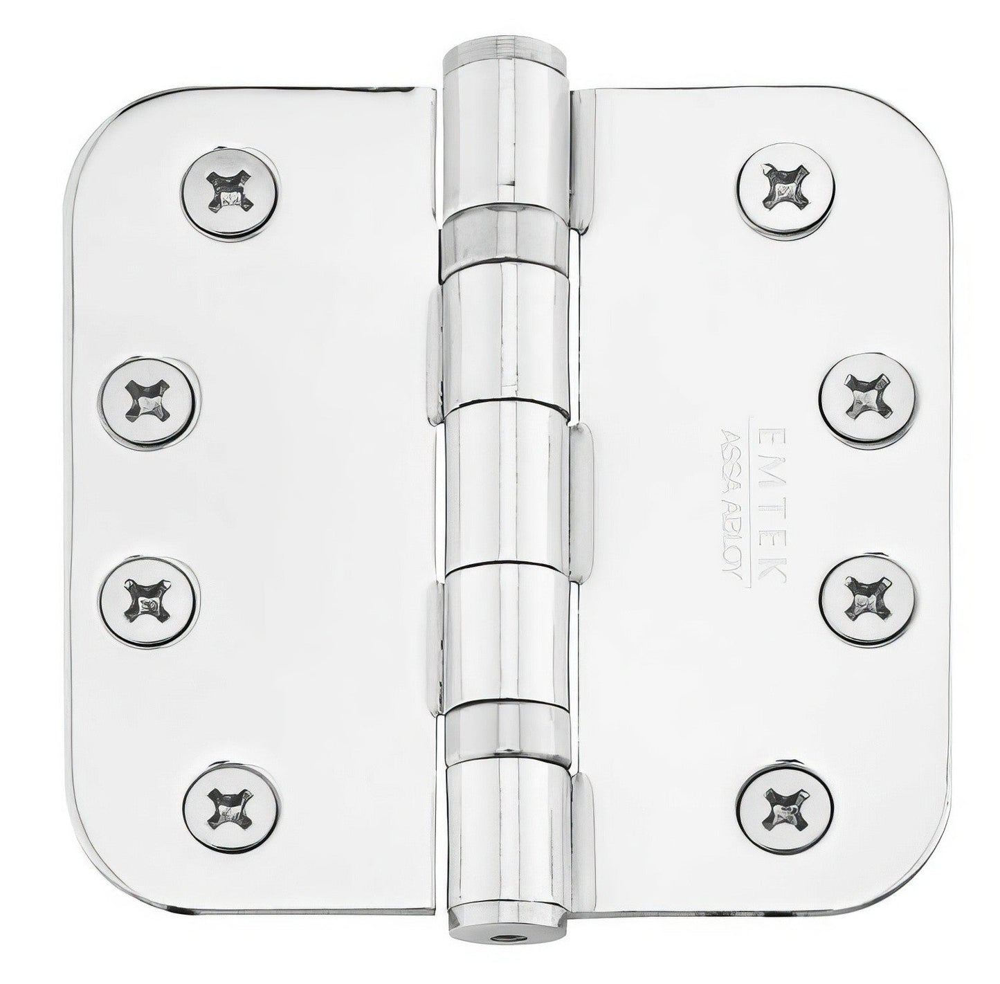 Emtek 4" x 4" Plated Steel Heavy Duty 5/8" Radius Round Corner Ball Bearing Hinges - Pair