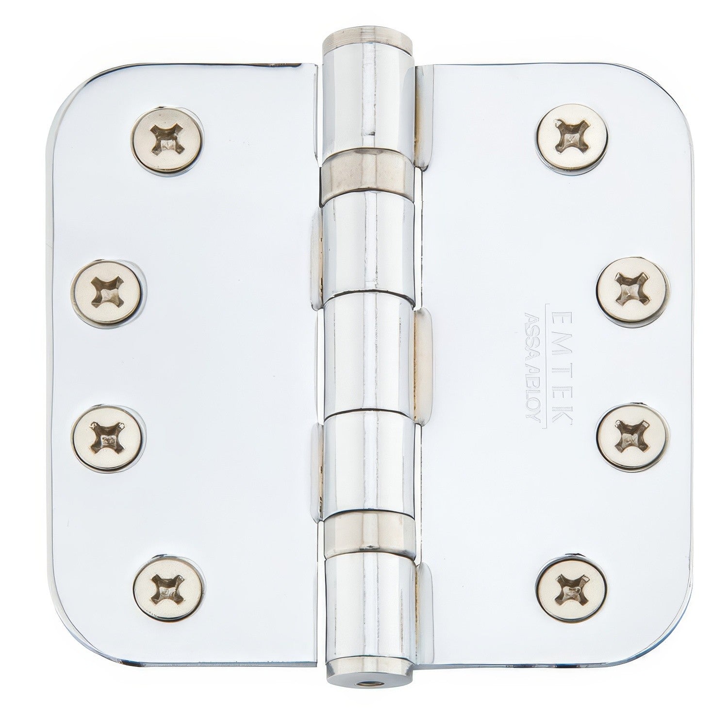 Emtek 4" x 4" Plated Steel Heavy Duty 5/8" Radius Round Corner Ball Bearing Hinges - Pair
