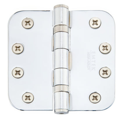 Emtek 4" x 4" Plated Steel Heavy Duty 5/8" Radius Round Corner Ball Bearing Hinges - Pair