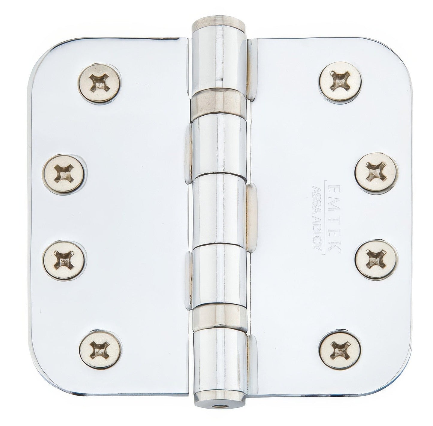 Emtek 4" x 4" Plated Steel Heavy Duty 5/8" Radius Round Corner Ball Bearing Hinges - Pair