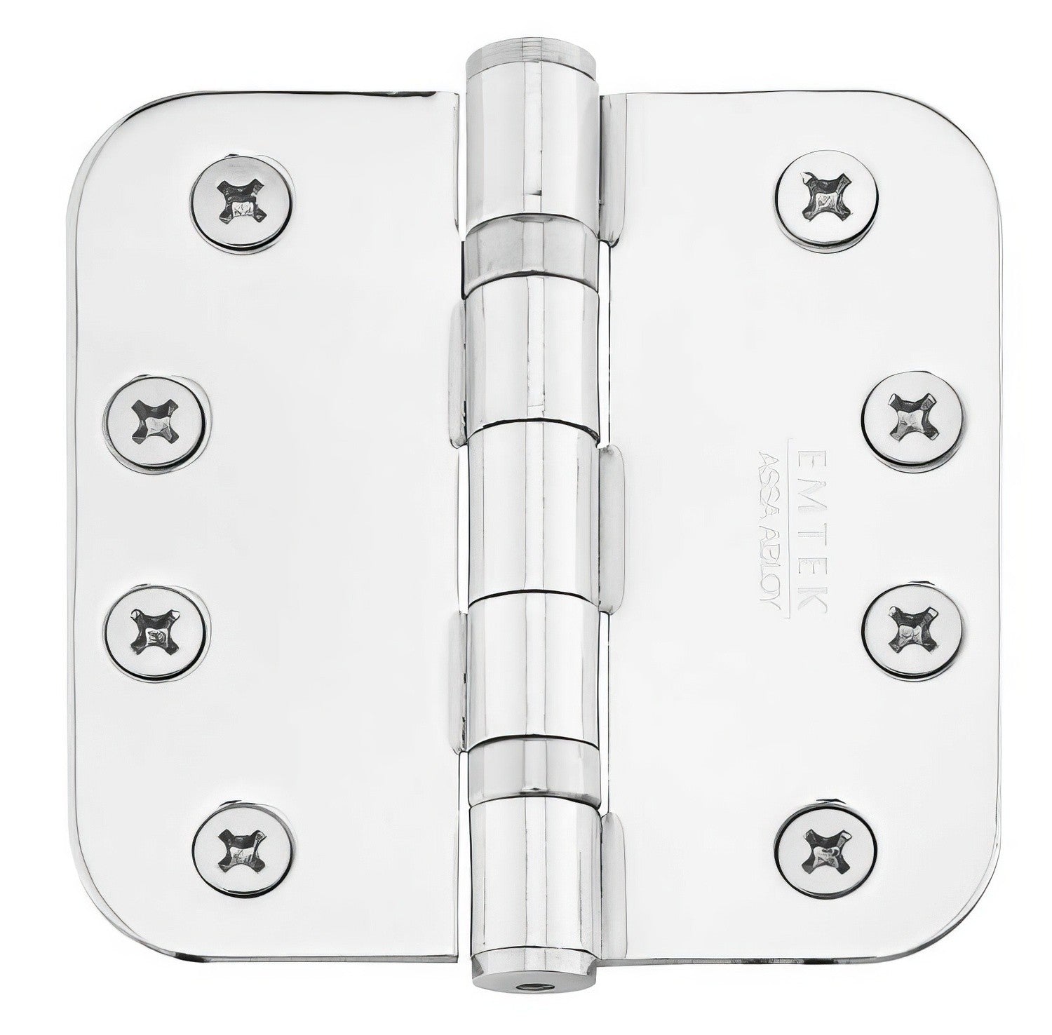 Emtek 4" x 4" Plated Steel Heavy Duty 5/8" Radius Round Corner Ball Bearing Hinges - Pair