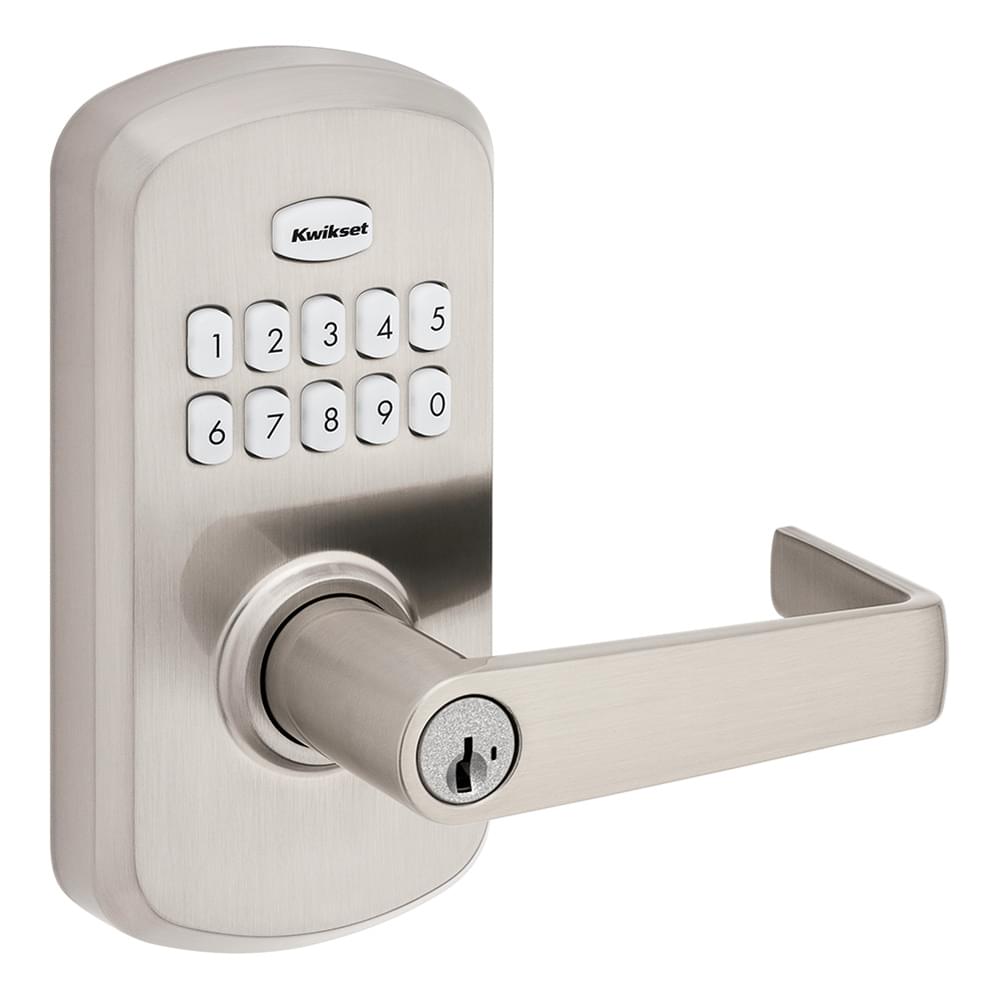 Kwikset 955KNL-514S Kingston Lever Light Commercial Grade Electronic Smartcode Lever Lock with SmartKey Matte Black Finish.