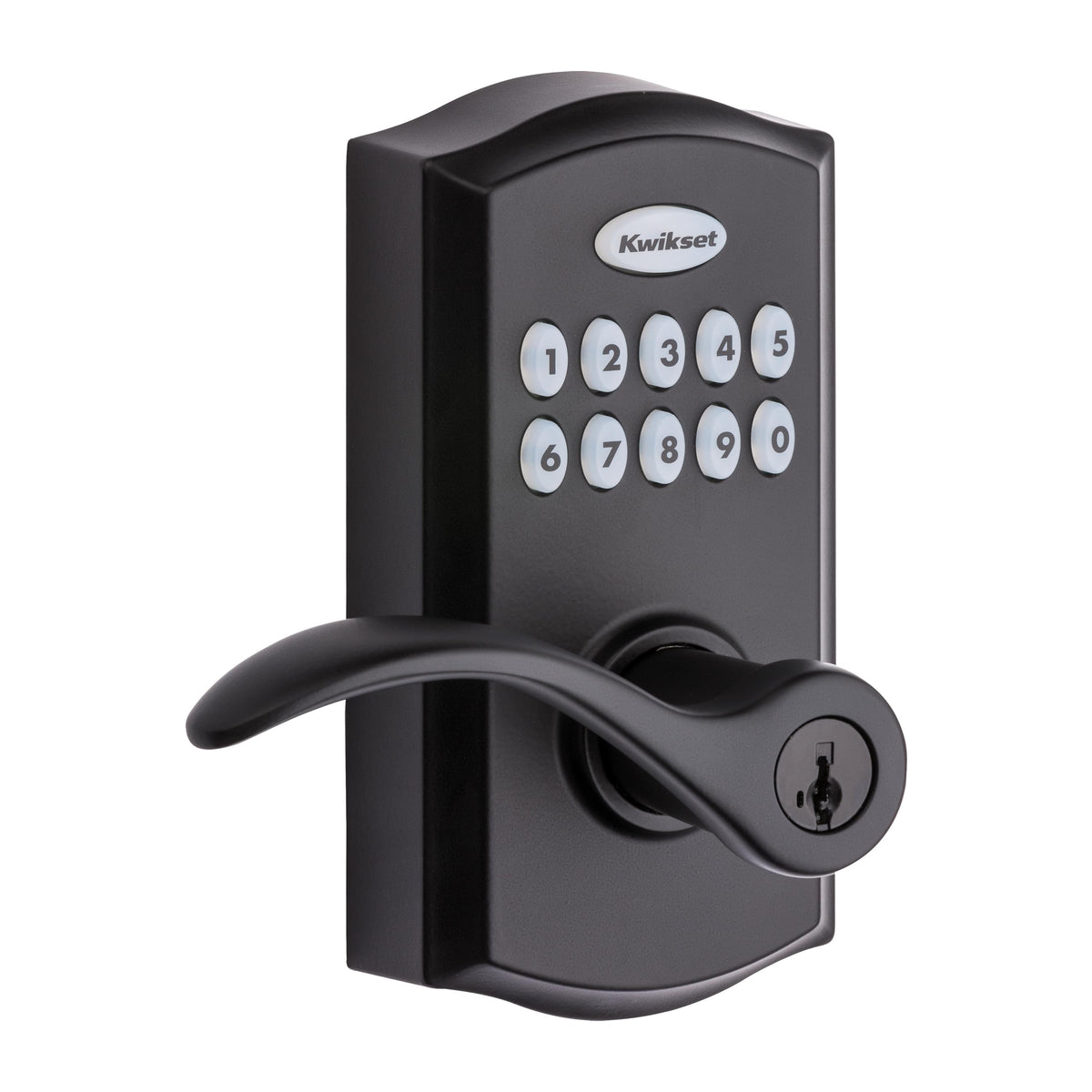 Kwikset 955PML-514S Pembroke Lever Commercial Grade Electronic Smartcode Lever Lock with SmartKey Matte Black Finish.