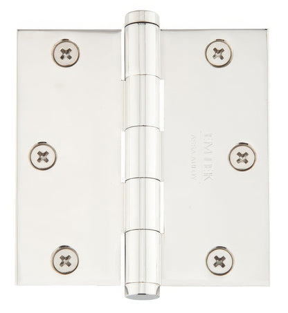 Emtek 3.5" x 3.5" Solid Brass Square Corner Plain Bearing Mortise Hinge - Pair