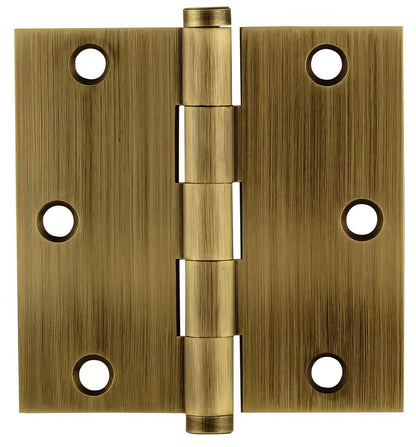 Emtek 3.5" x 3.5" Solid Brass Square Corner Plain Bearing Mortise Hinge - Pair
