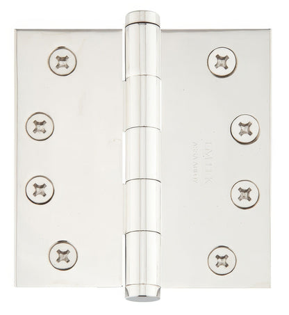 Emtek 4" x 4" Solid Brass Residential Duty Square Corner Hinges - Pair