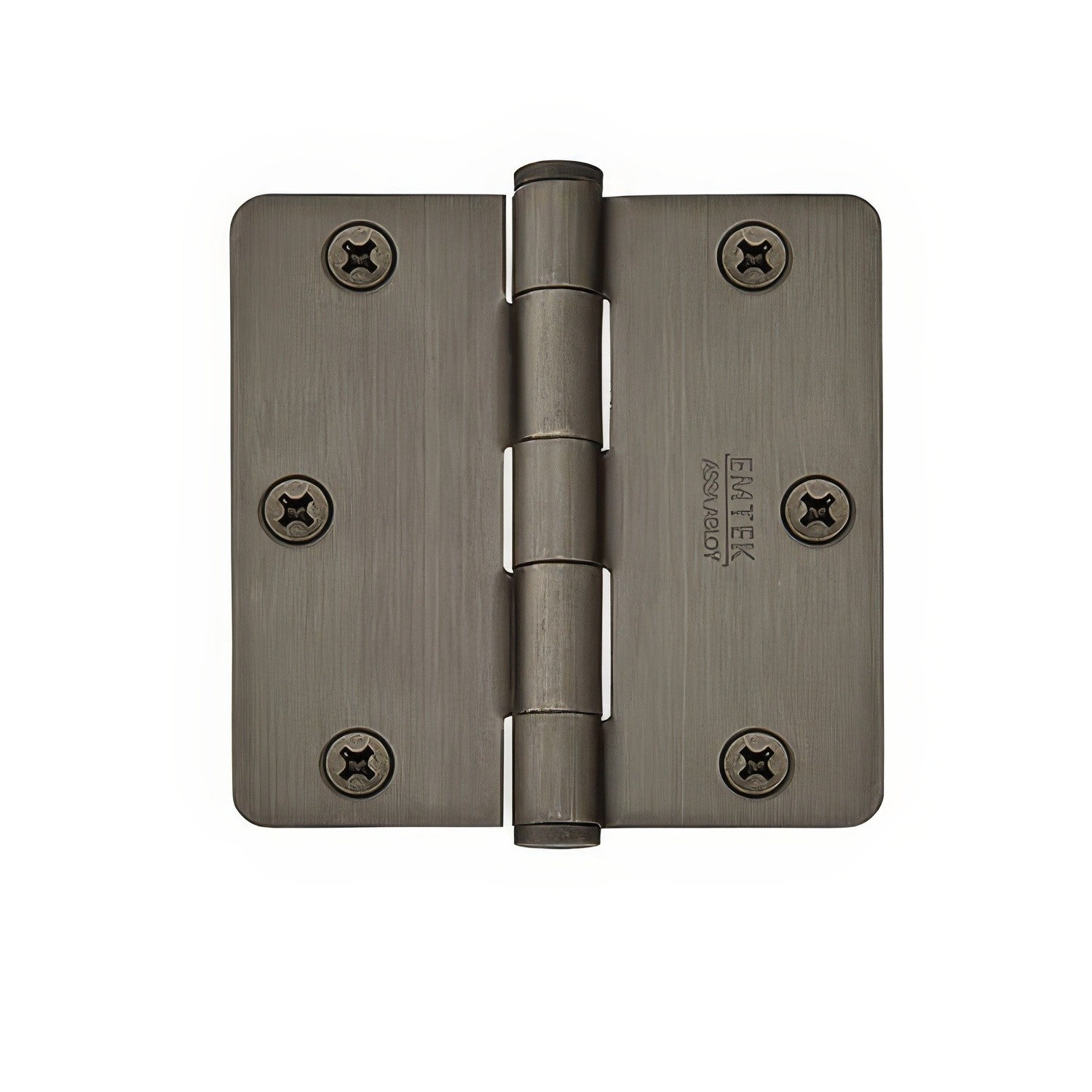 Emtek 3.5" x 3.5" Solid Brass 1/4" Radius Corner Plain Bearing Mortise Hinge - Pair.