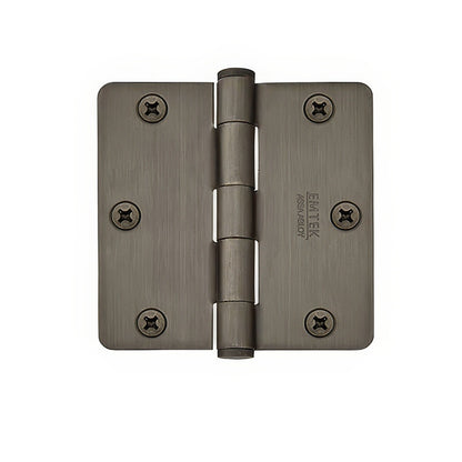 Emtek 3.5" x 3.5" Solid Brass 1/4" Radius Corner Plain Bearing Mortise Hinge - Pair.