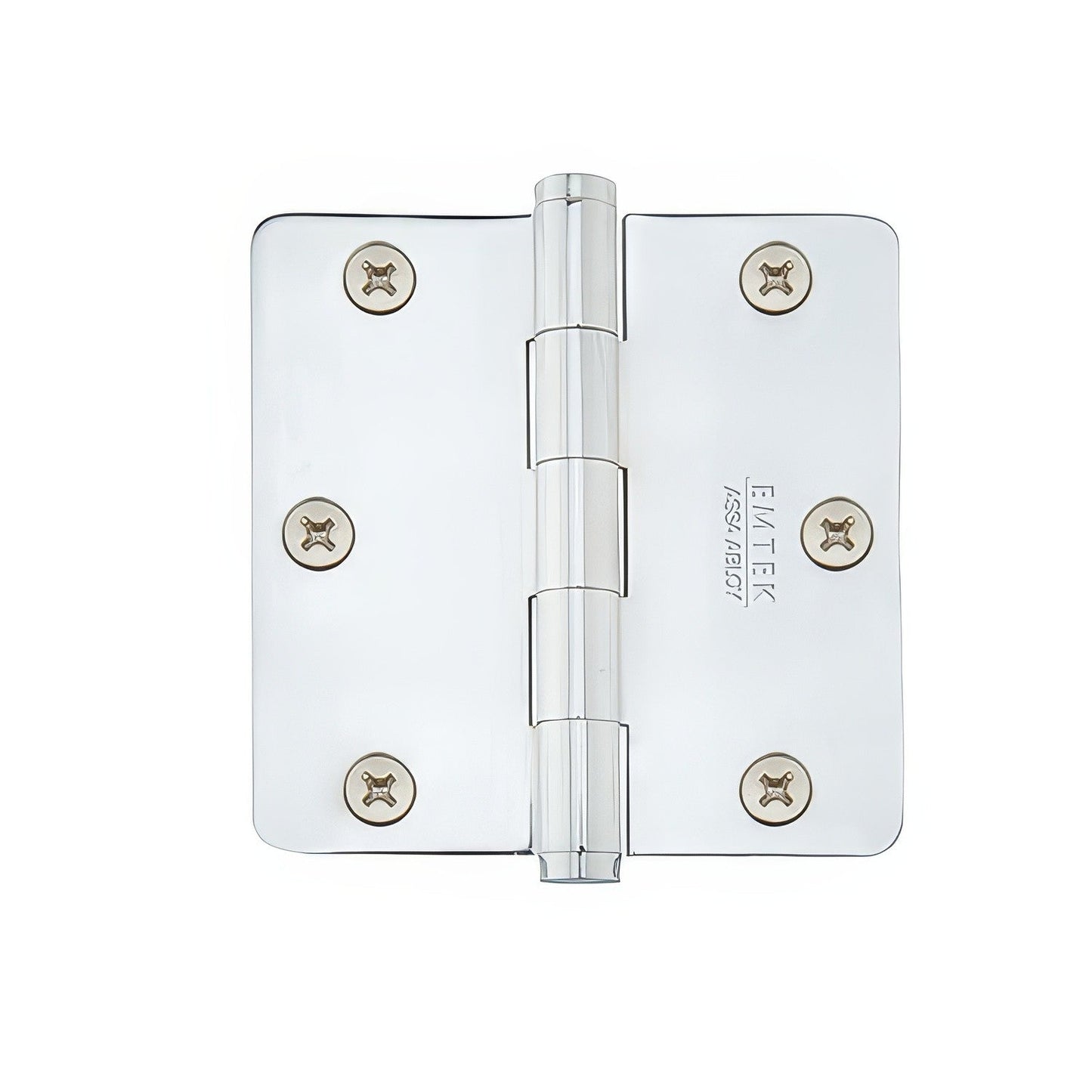 Emtek 3.5" x 3.5" Solid Brass 1/4" Radius Corner Plain Bearing Mortise Hinge - Pair.