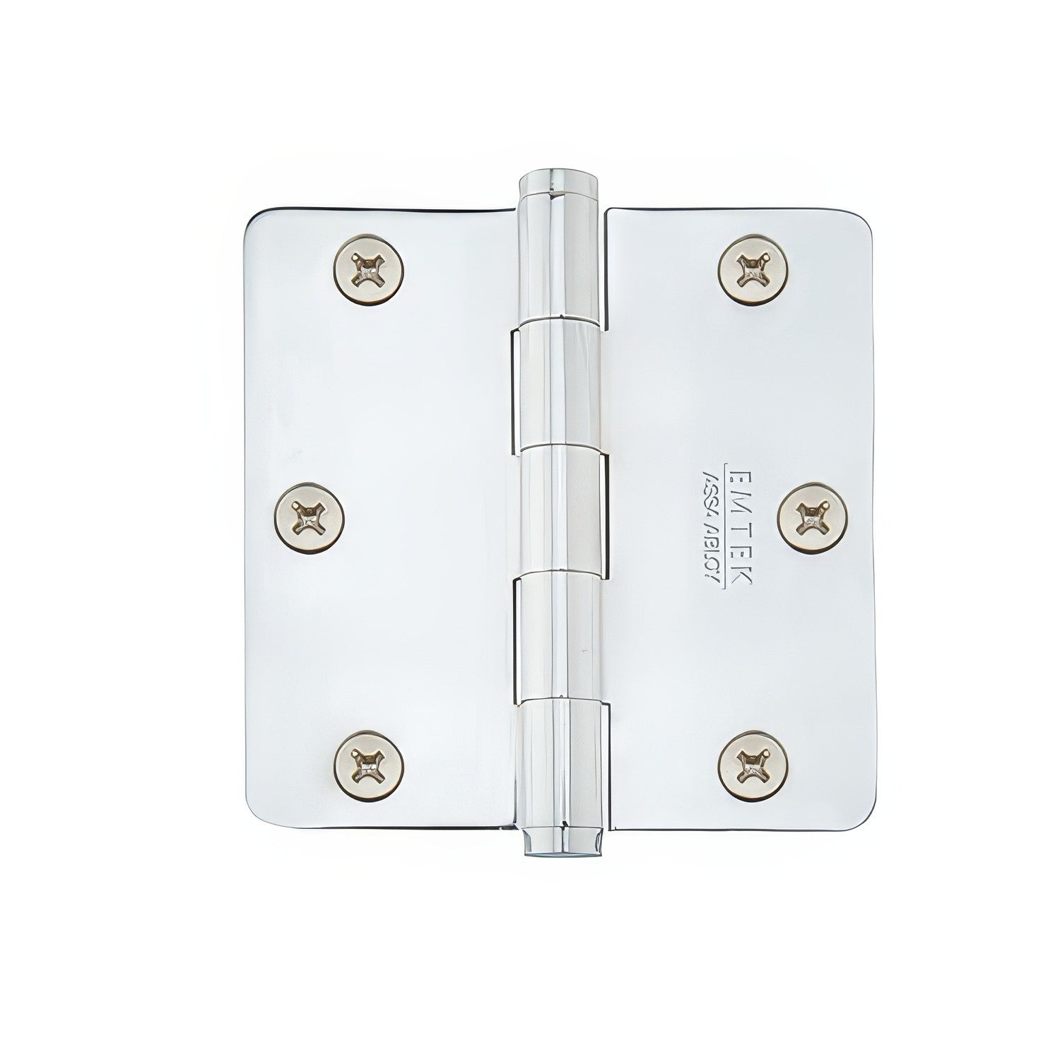 Emtek 3.5" x 3.5" Solid Brass 1/4" Radius Corner Plain Bearing Mortise Hinge - Pair.