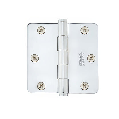 Emtek 3.5" x 3.5" Solid Brass 1/4" Radius Corner Plain Bearing Mortise Hinge - Pair
