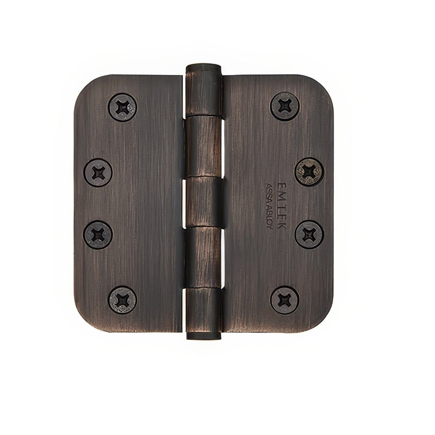 Emtek 4" x 4" Solid Brass 1/4" Radius Corner Plain Bearing Mortise Hinge - Pair