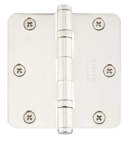 Emtek 3.5" x 3.5" Solid Brass 5/8" Radius Corner Plain Bearing Mortise Hinge - Pair