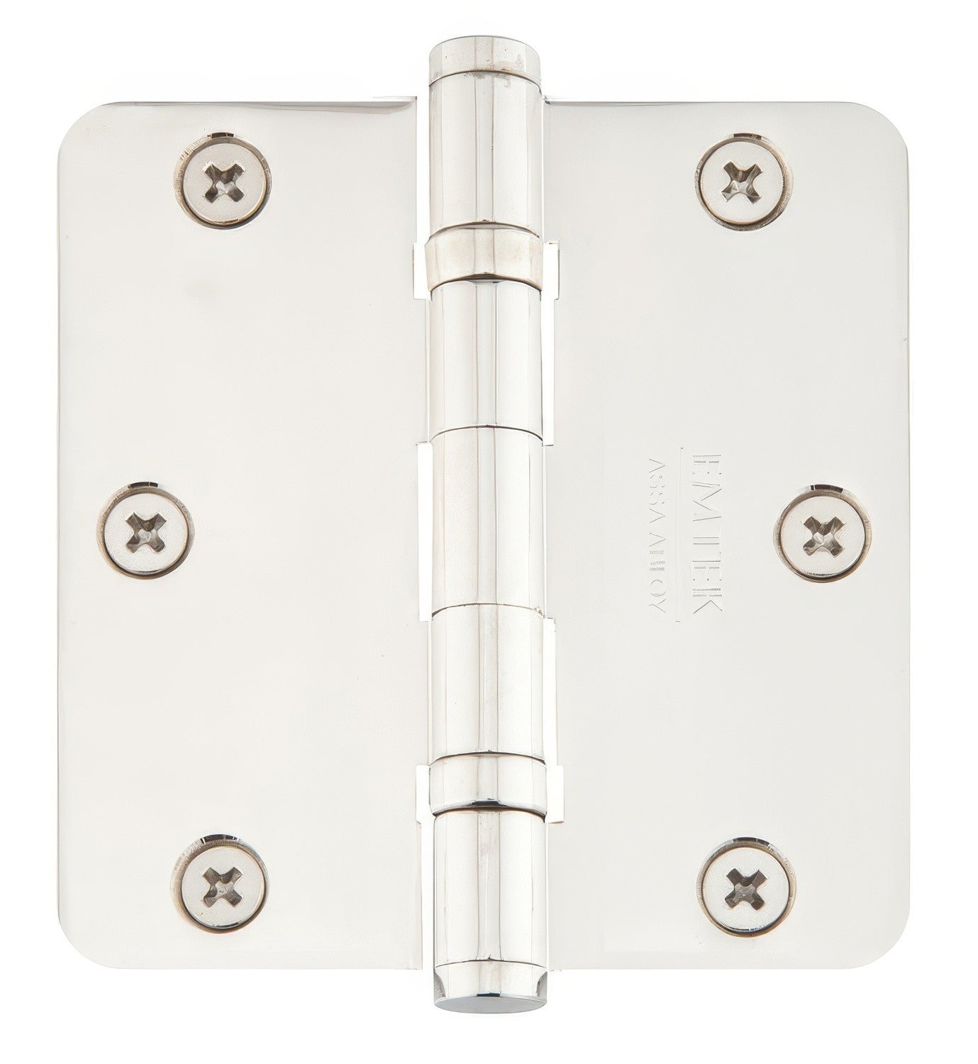 Emtek 3.5" x 3.5" Solid Brass 5/8" Radius Corner Plain Bearing Mortise Hinge - Pair