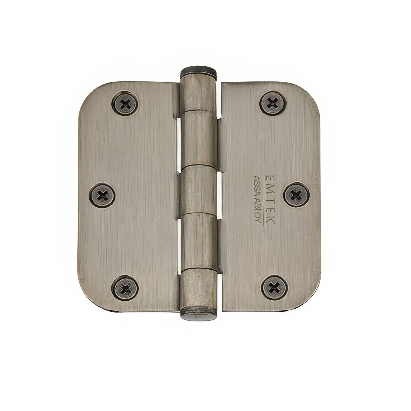 Emtek 3.5" x 3.5" Solid Brass 5/8" Radius Corner Plain Bearing Mortise Hinge - Pair