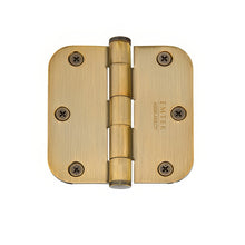Emtek 3.5" x 3.5" Solid Brass 5/8" Radius Corner Plain Bearing Mortise Hinge - Pair