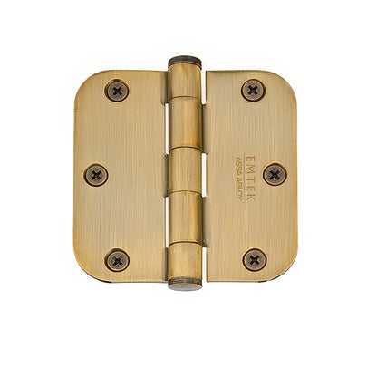 Emtek 3.5" x 3.5" Solid Brass 5/8" Radius Corner Plain Bearing Mortise Hinge - Pair