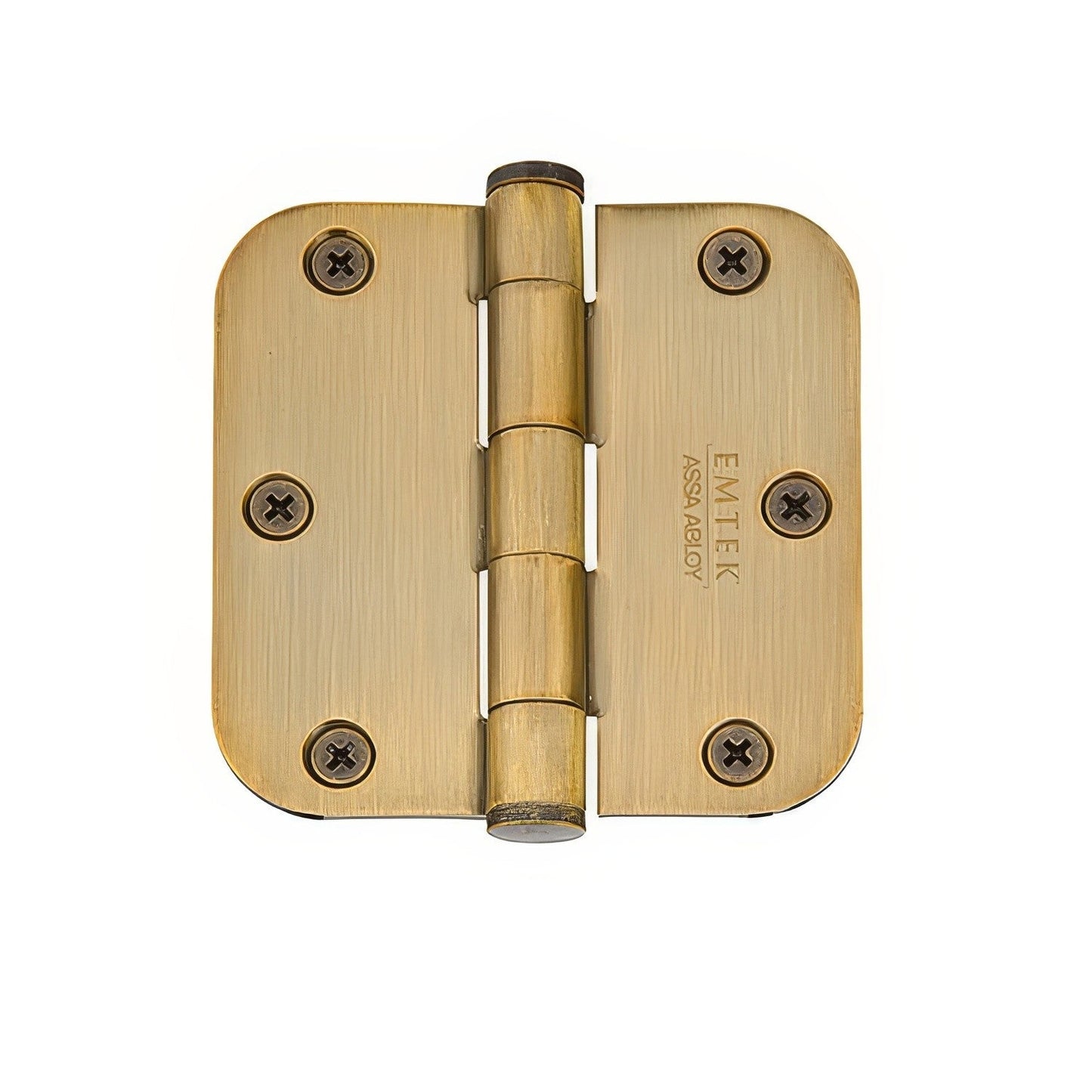 Emtek 3.5" x 3.5" Solid Brass 5/8" Radius Corner Plain Bearing Mortise Hinge - Pair