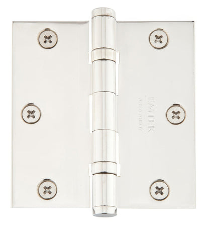 Emtek 96213US 3.5" x 3.5" Solid Brass Square Corner Plain Bearing Mortise Hinge - Pair.