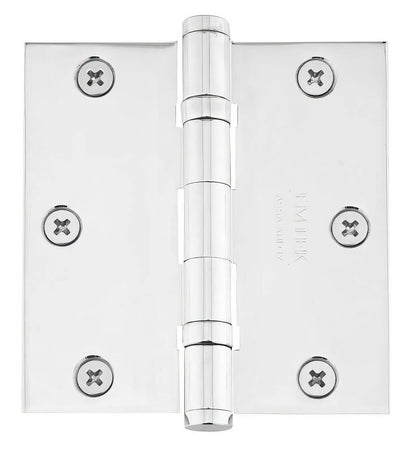Emtek 96213US 3.5" x 3.5" Solid Brass Square Corner Plain Bearing Mortise Hinge - Pair