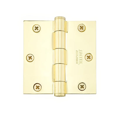 Emtek 96213US 3.5" x 3.5" Solid Brass Square Corner Plain Bearing Mortise Hinge - Pair.