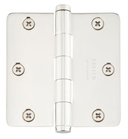 Emtek 96223US 3.5" x 3.5" Solid Brass 1/4" Radius Corner Plain Bearing Mortise Hinge - Pair