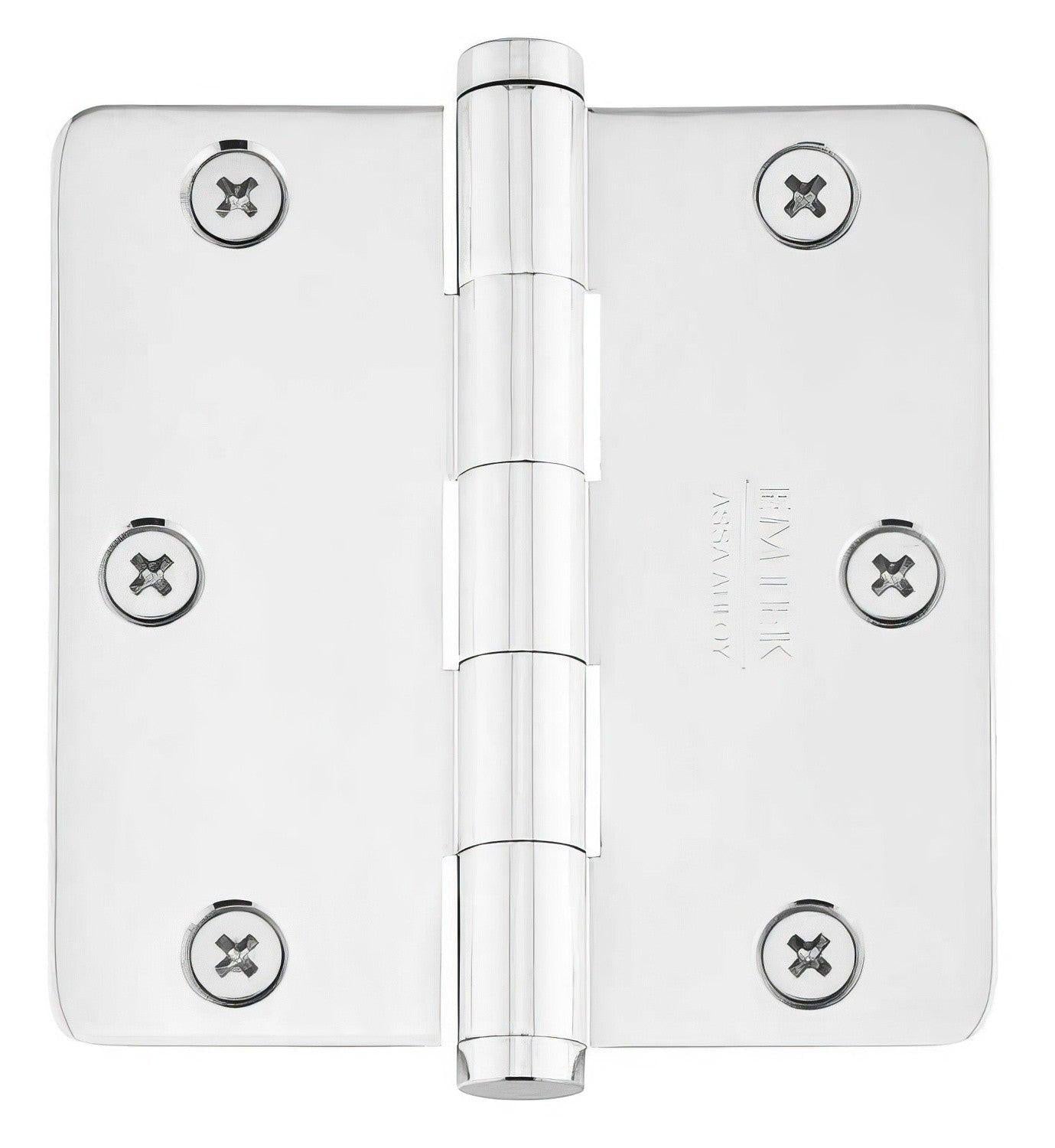 Emtek 96223US 3.5" x 3.5" Solid Brass 1/4" Radius Corner Plain Bearing Mortise Hinge - Pair