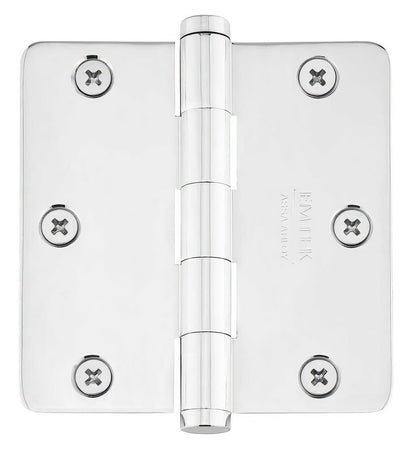 Emtek 96223US 3.5" x 3.5" Solid Brass 1/4" Radius Corner Plain Bearing Mortise Hinge - Pair.
