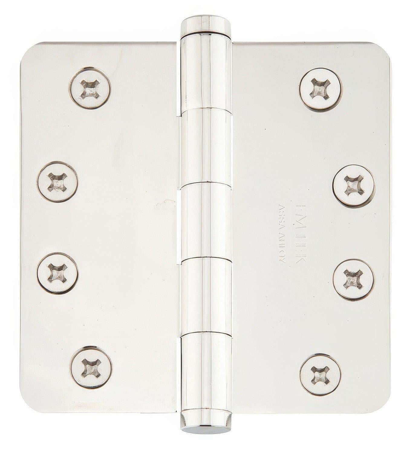 Emtek 4" x 4" Solid Brass 1/4" Radius Corner Plain Bearing Mortise Hinge - Pair.