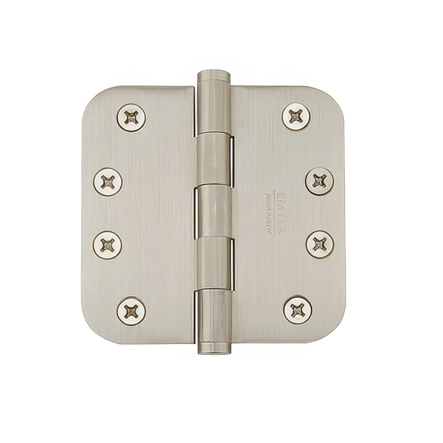 Emtek 4" x 4" Solid Brass 1/4" Radius Corner Plain Bearing Mortise Hinge - Pair.