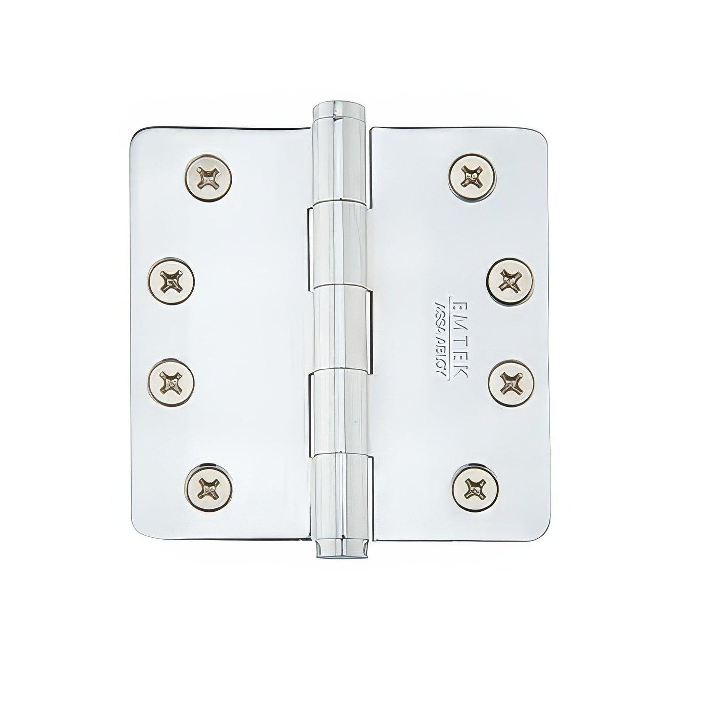 Emtek 4" x 4" Solid Brass 1/4" Radius Corner Plain Bearing Mortise Hinge - Pair.