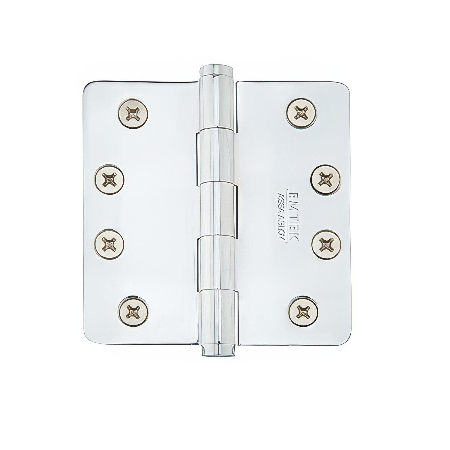 Emtek 4" x 4" Solid Brass 1/4" Radius Corner Plain Bearing Mortise Hinge - Pair.