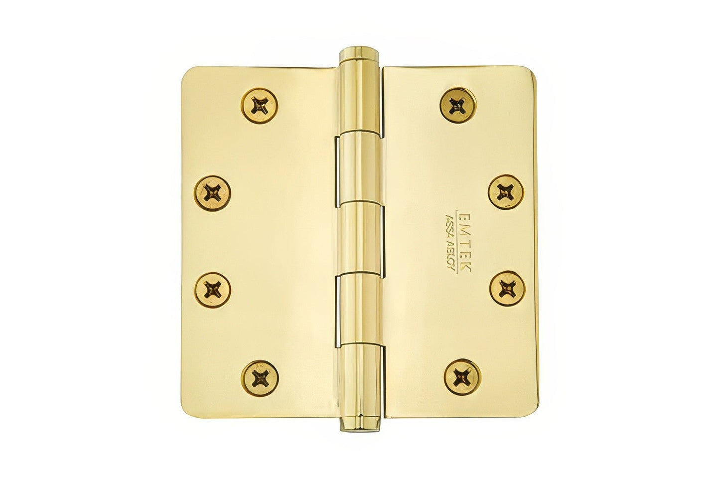 Emtek 4" x 4" Solid Brass 1/4" Radius Corner Plain Bearing Mortise Hinge - Pair