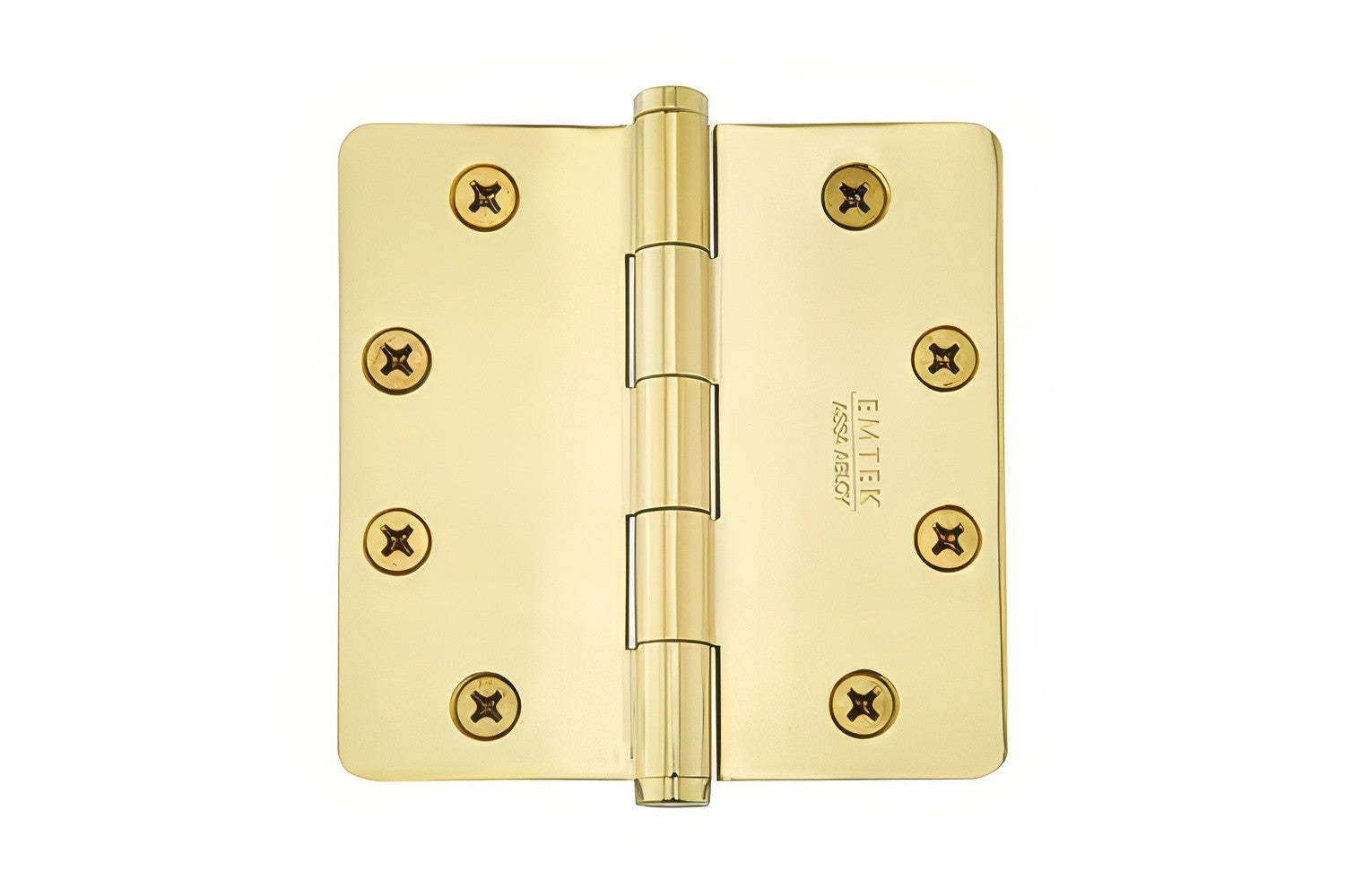 Emtek 4" x 4" Solid Brass 1/4" Radius Corner Plain Bearing Mortise Hinge - Pair