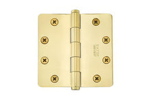Emtek 4" x 4" Solid Brass 1/4" Radius Corner Plain Bearing Mortise Hinge - Pair.