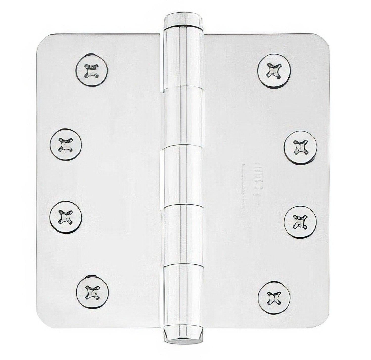 Emtek 4" x 4" Solid Brass 1/4" Radius Corner Plain Bearing Mortise Hinge - Pair.