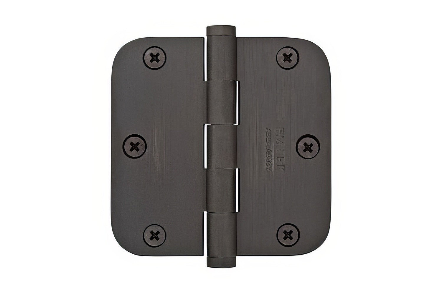 Emtek 96233 3.5" x 3.5" Solid Brass 5/8" Radius Corner Plain Bearing Mortise Hinge - Pair.