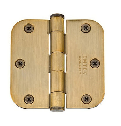 Emtek 96233 3.5" x 3.5" Solid Brass 5/8" Radius Corner Plain Bearing Mortise Hinge - Pair.