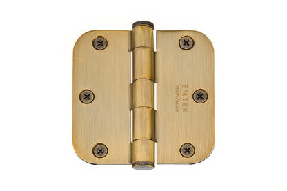 Emtek 96233 3.5" x 3.5" Solid Brass 5/8" Radius Corner Plain Bearing Mortise Hinge - Pair