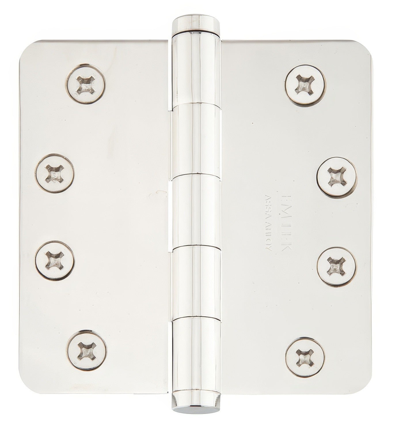 Emtek 96234 4" x 4" Solid Brass 5/8" Radius Corner Plain Bearing Mortise Hinge - Pair