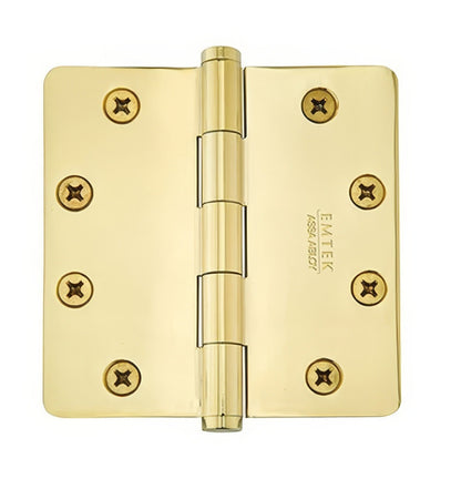 Emtek 96234 4" x 4" Solid Brass 5/8" Radius Corner Plain Bearing Mortise Hinge - Pair.