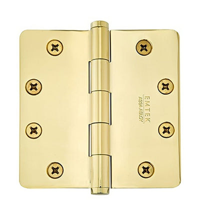Emtek 96234 4" x 4" Solid Brass 5/8" Radius Corner Plain Bearing Mortise Hinge - Pair