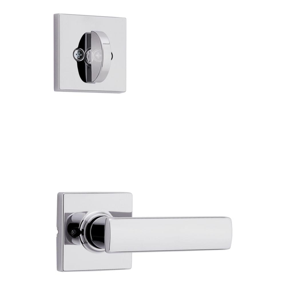 Kwikset 966BRNLSQT-26.UNIV Breton Lever with Square Rose Interior Single Cylinder Handleset Trim for Both 800 and 687 Series Handlesets Bright Chrome Finish.