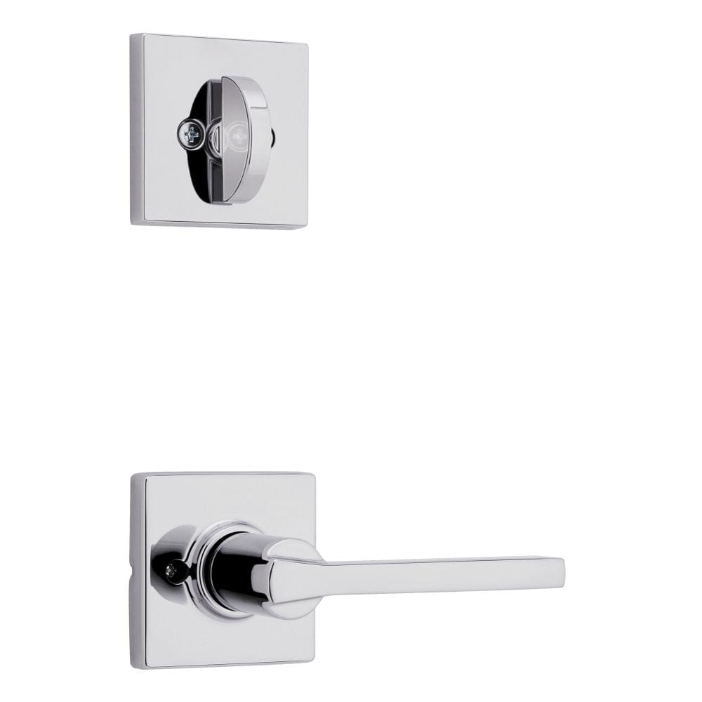 Kwikset 966CSLSQT-26.UNIV Casey Lever with Square Rose Interior Single Cylinder Handleset Trim for Both 800 and 687 Series Handlesets Bright Chrome Finish.