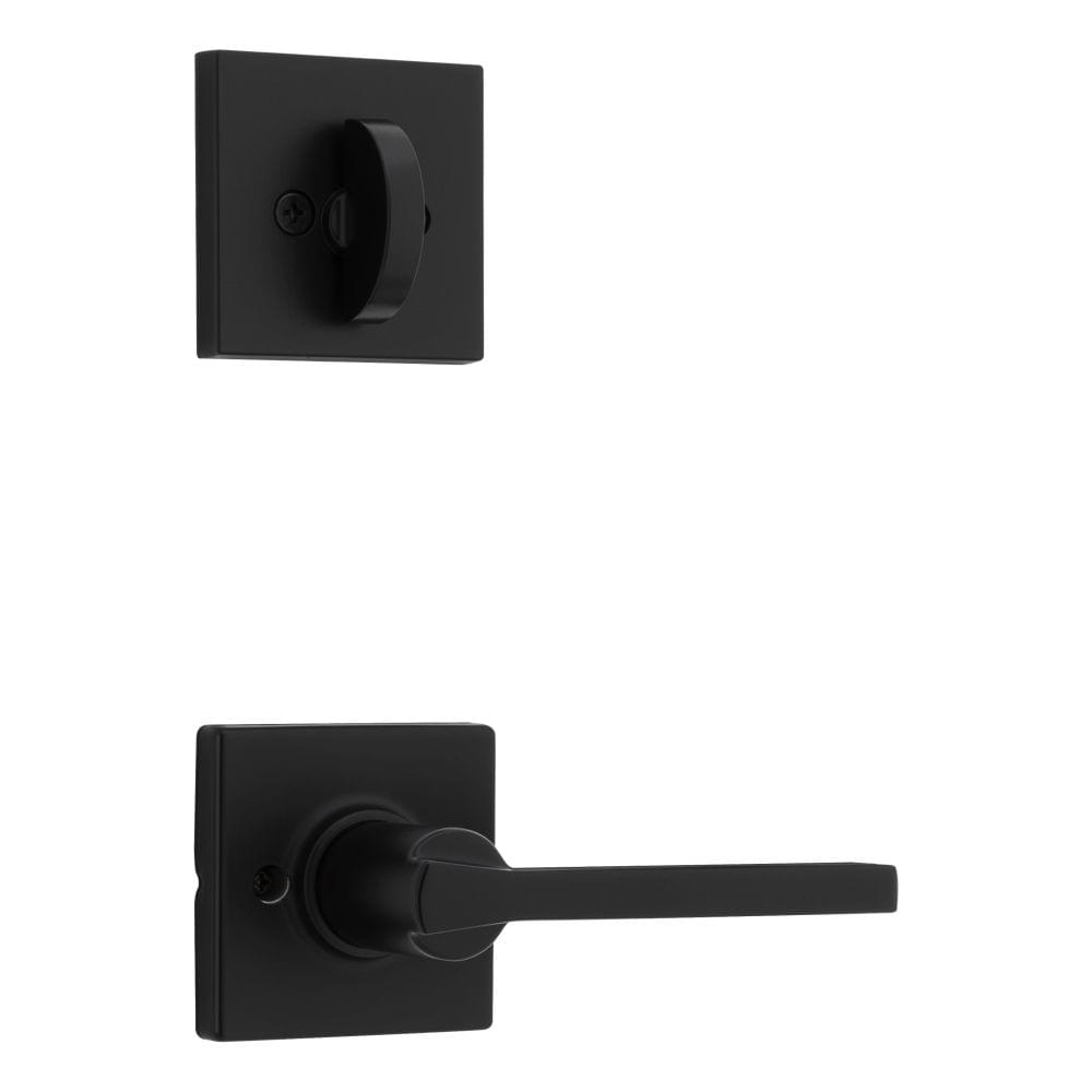 Kwikset 966CSLSQT-514.UNIV Casey Lever with Square Rose Interior Single Cylinder Handleset Trim for Both 800 and 687 Series Handlesets Matte Black Finish.
