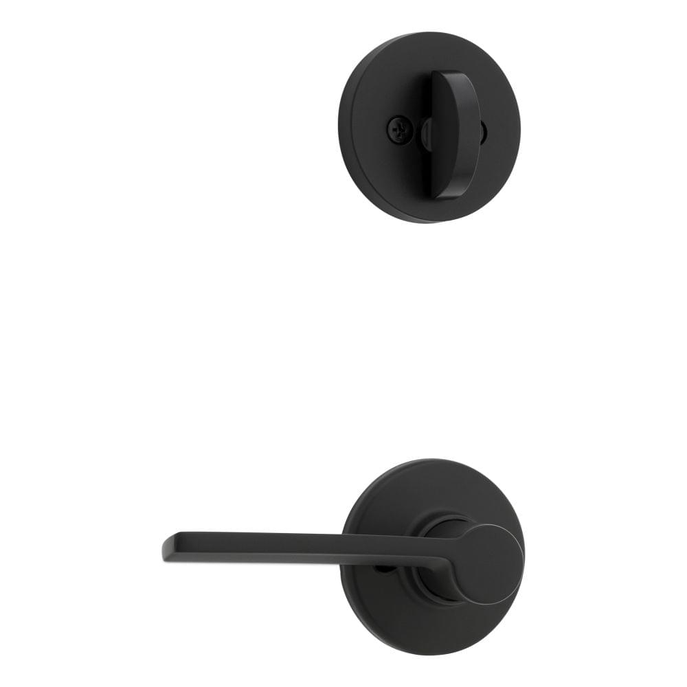 Kwikset 966LRLRDTRH-514.UNIV Right Hand Ladera Lever with Round Rose Interior Single Cylinder Handleset Trim Compatible with Both the 800 Series and 687 Series Handlesets Matte Black Finish.
